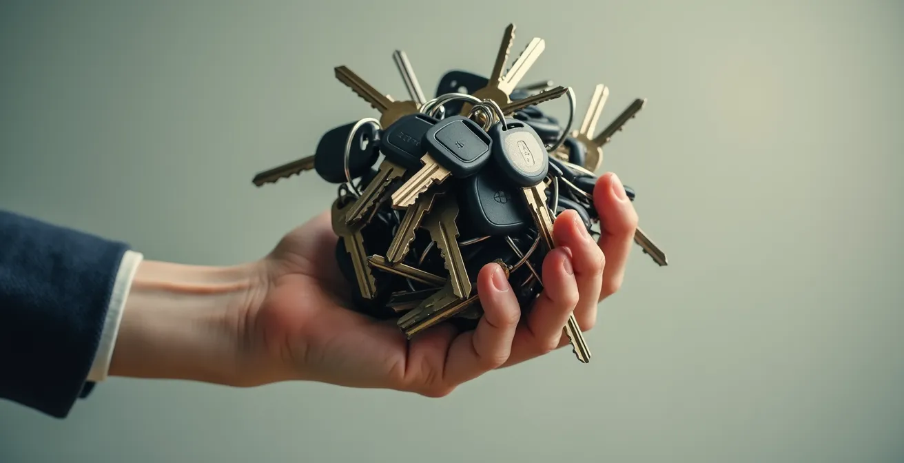 Photo conceptuelle représentant le stress lié à la gestion d’une voiture, par une métaphore visuelle