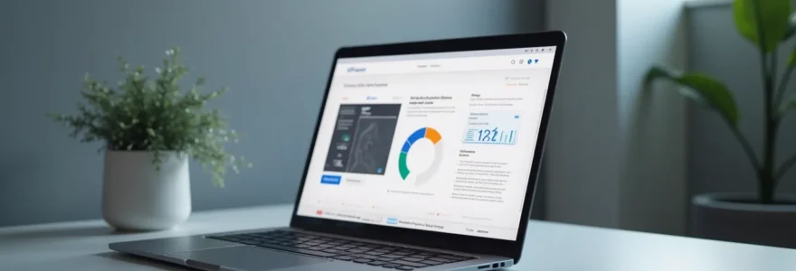 Écran d'ordinateur affichant une interface de site web moderne et épurée en cours de refonte