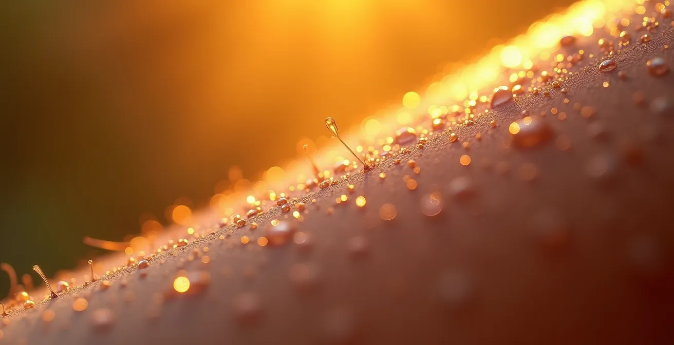 Texture de peau humaine en gros plan montrant l'élasticité naturelle