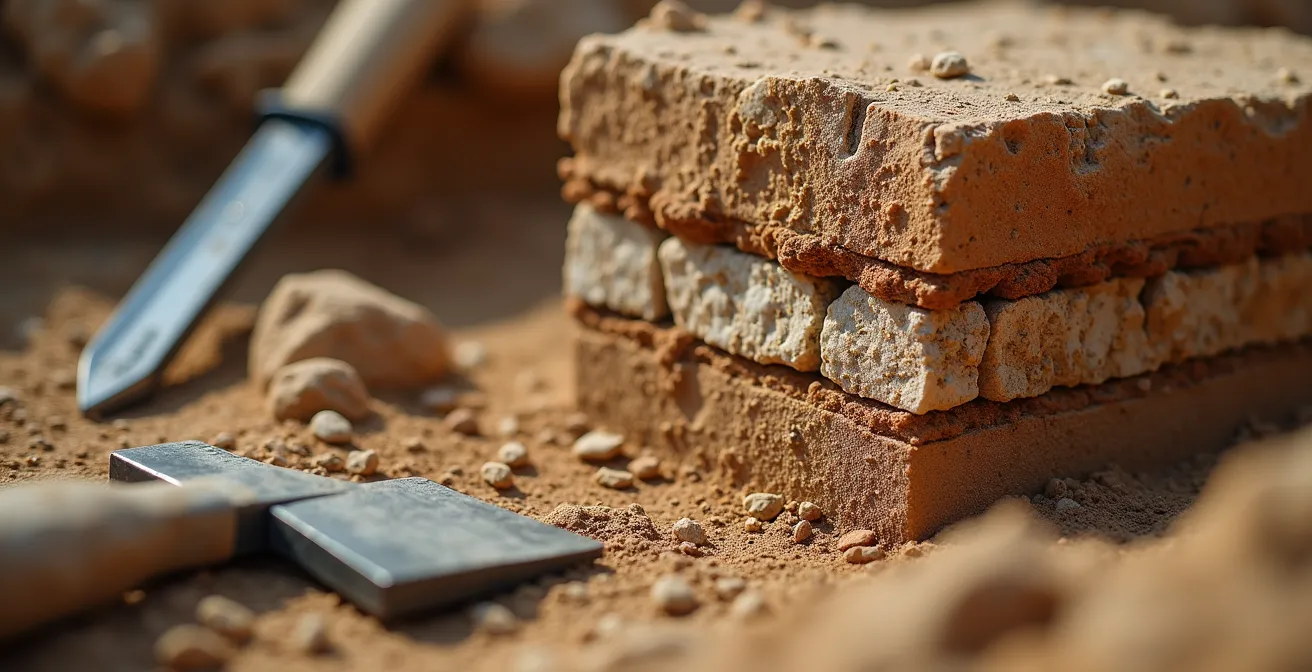 Couches archéologiques superposées révélant différentes époques