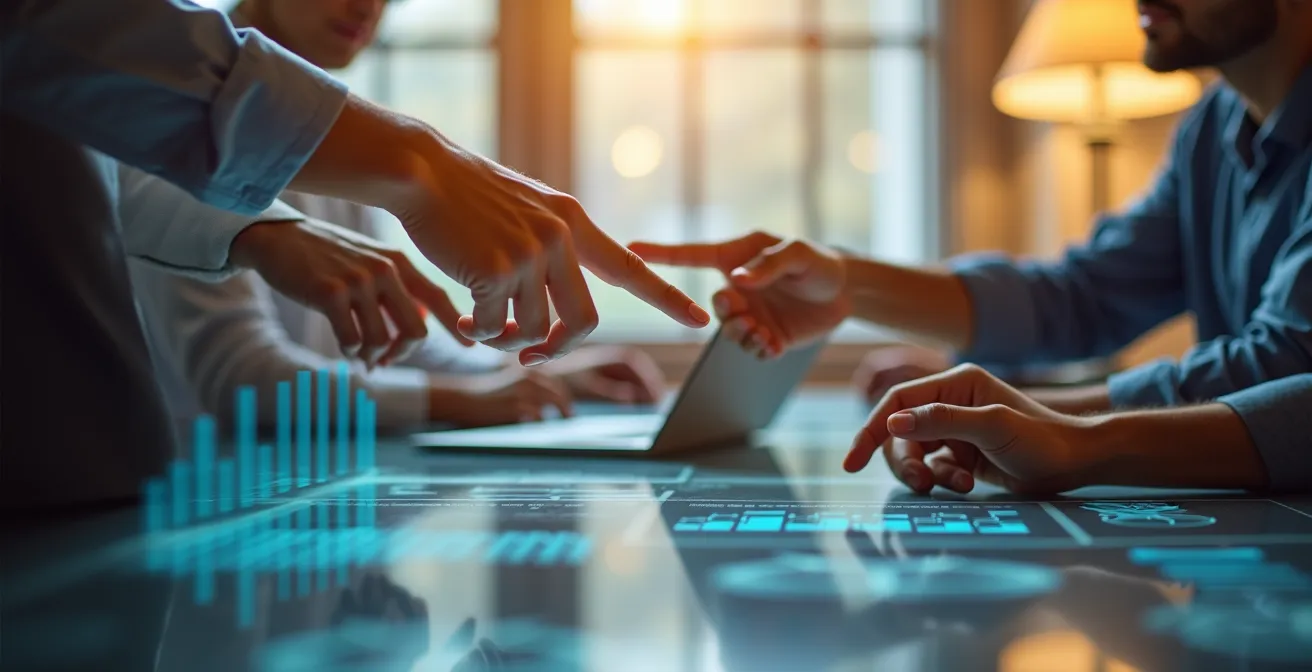 Professionnels analysant des données de qualité d'air en réunion